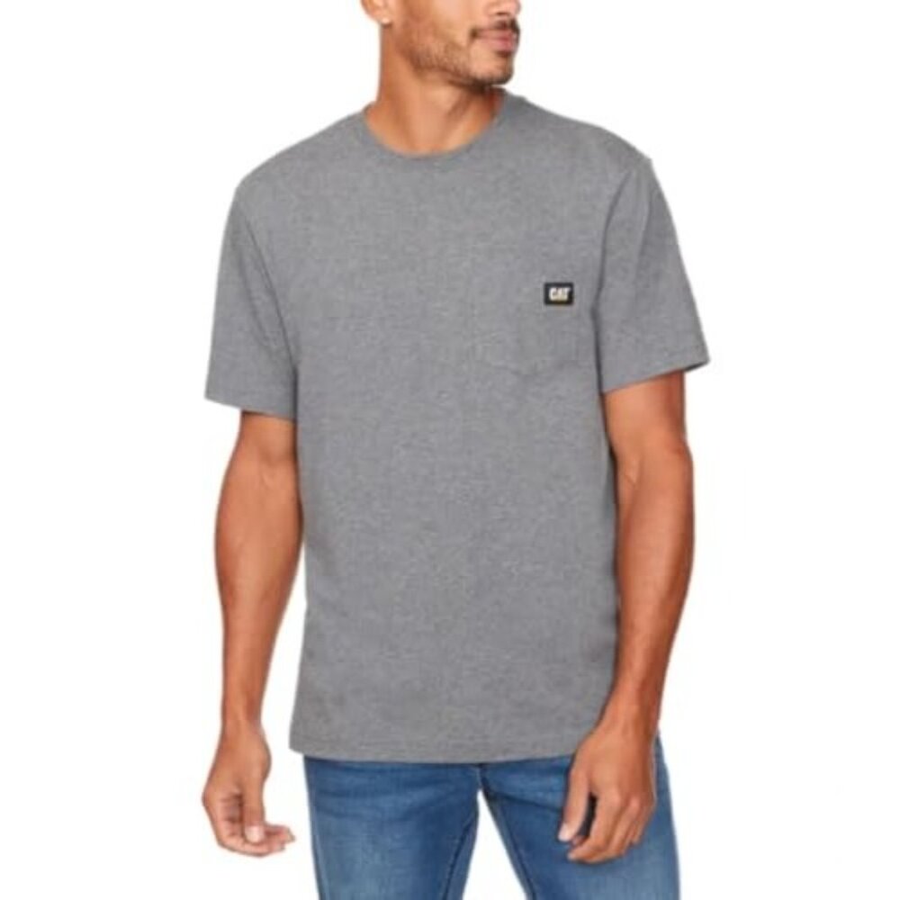 Caterpillar NWT Mens Gray Short Sleeve Crew Neck Pocket T-Shirt, Small